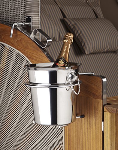Champagner- und Weinkühler mit Halterung aus Edelstahl für den Strandkorb