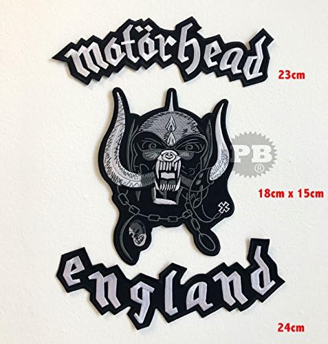 Motorhead England 3 Piece Set Large Biker Jacket Back Sew On Embroidered Patch