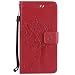 Produktbild HUAWEI Honor8 hülle PU Lederhülle Brieftasche Tasche Hüllen Prägung Baum und Katzen Flip Hülle im Bookstyle Cover Schale Ständer Etui Karten Slot mit Magnetverschluss Schutzhülle DECHYI case cover Rot