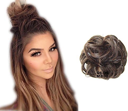 ShowPower Hairpiece Hair Wrap Scrunchie Scrunchy Updos, VOLUMINOUS, Curly Messy Bun, mixed brown #2/30