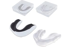 vgggrd 2 Pcs Paradenti per Adulti e Bambini per Rugby, Boxe, Arti Marziali, Hockey, Arti Marziali Miste, Taekwondo con Box igiene (Bianco e Trasparente)