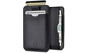 Portacarte Vaultskin CHELSEA con protezione da RFID, in pelle italiana di alta qualit&agrave;, ultra sottile, contiene fino a 10 tessere