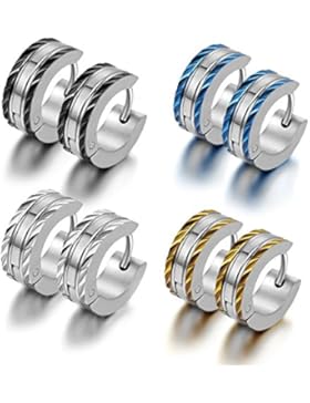 cupimatch Hypoallergen Edelstahl Herren Einzigartige Zwei Ton kleine Clip Scharnier-Creolen Ohrring Geschenk Set...