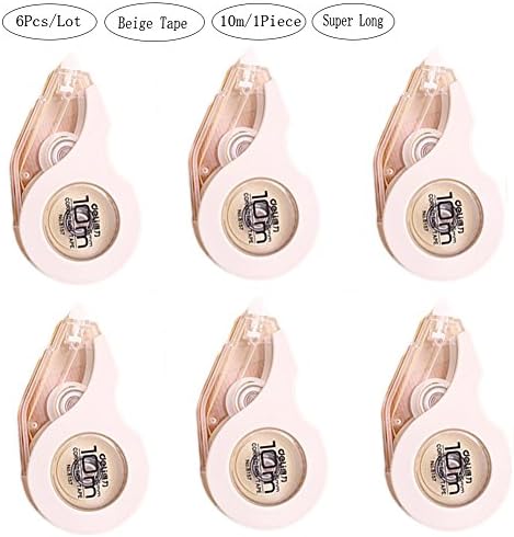 Aipark 6Pcs Super Long Correction Tape School Office Stationery Supply (Beige Tape)