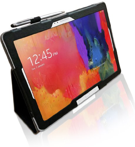 LuvTab® Samsung Galaxy NotePRO 12.2 (P9000 / P9010 3G WiFi) Tasche Case Hülle, Mit Aufsteller Funktion, Sleep Wake Sensor, Mit 2 in 1 Stylus-Stift (Schwarz) - 2