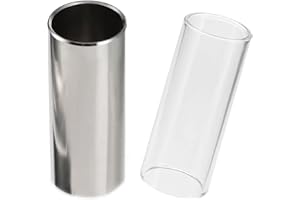 JEOPKO Guitar Slides,1PCS Glass Slide 1 PCS Stainless Steel Slider (6cm) Guitar Slider for Electric Guitar Acoustic Guitar and Bassguitar accessories.