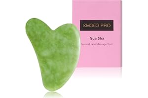 EMOCCI PRO Gua Sha Jade Visage Massage Kit Aventurine Vert Pierre de Outil Guasha veritable roller Rouleau de Jade Set Facial et Corps Masseur Naturel