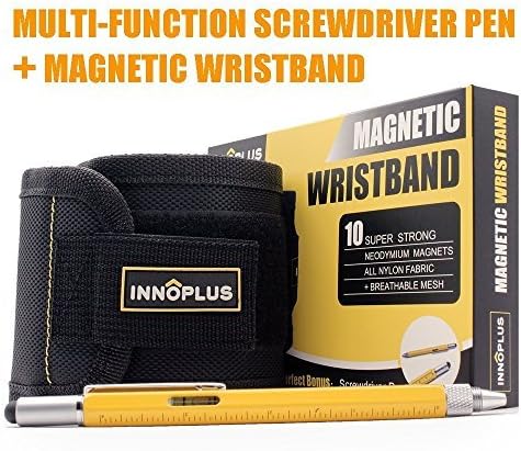 Magnetic Wristband for Holding Screws, Nails, Drill Bits - Multifunction Pen Incould (Screwdriver/ Touch pen/ Pen/ Level/ Ruler) Best Tool Gift for Men, DIY Handyman, Father/Dad, Husband, Boyfriend, Him