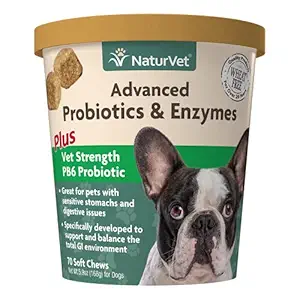NaturVet Advanced Probiotics Enzymes Plus Soft Chew for Pets Dogs Health 70ct