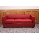 Moderner Lounge-Stil Mendler 3er Sofa Couch Loungesofa Lille ~ Leder, rot
