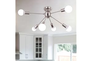 MRHYSWD Sputnik Ceiling Light Nickel Modern Light Fittings Ceilings, 6 Lights Vintage Ceiling Lamp Industrial Ceiling Lights Living Room Bedroom Kitchen Hallway Bath, Without E27 Bulbs