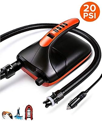 XDLUK 20PSI Pompe à Haute Pression électrique de Pompe à air de 12V de Sup avec la Fonction Automatique du Double étage pour Tenir Le Bateau Gonflable de Panneau de Palette