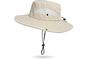 UTOWO Sun Hat for Women Summer UV Protection Beach Hat Wide Brim Mesh Bucket Fishing Hat with Ponytail Hole Foldable Packable Hat