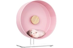 BUCATSTATE Ciche koło dla chomika, 26 cm, akrylowe, do ćwiczeń, ze stabilnym regulowanym stojakiem, do klatki, dla myszoskoczków, myszy, chomika syryjskiego karłowatego i innych małych zwierząt