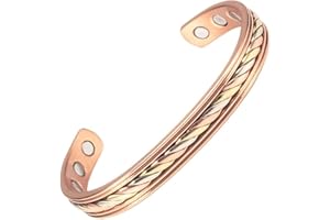 YINOX Bracelet en cuivre tressé magnétique avec 8 aimants, 10 mm, 16,5 cm, réglable, pour homme et femme, idéal comme cadeau pour bijoux