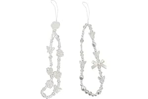 VICZON Lanière de Téléphone en Perles 2 Pièces, Chaîne Anti-Perte de Téléphone, Cordon Telephone Portable, Bijoux de Telephone, Dragonne Telephone Portable