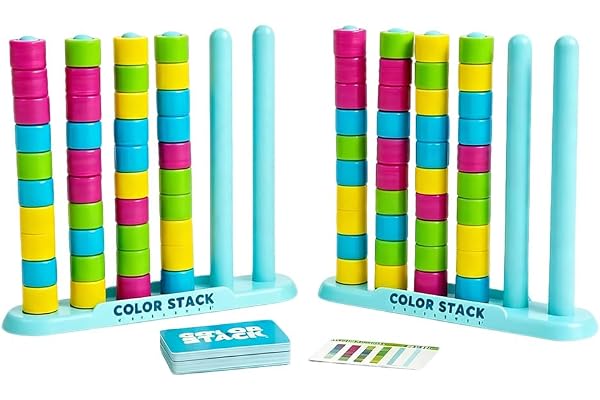 Farb Stapel Challenge Färgassociationsspel Pedagogiska spel Color | Set med 2 stapelbara leksaker och färgsorteringsleksaker, stapelbara regnbågsringar för barn, vuxna, resor, fester