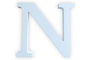 KOPPER-24 Lettres décoratives en bois blanc 20 cm 18 cm d'épaisseur lettres en bois à peindre alphabet mur pour les enfants nom café mariage anniversaire fête Accueil déco lettre autoportante (N)