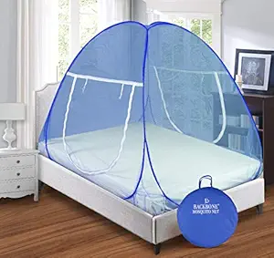BACKBONE Foldable King Size Double Bed Mosquito Net with Saviours (Blue)