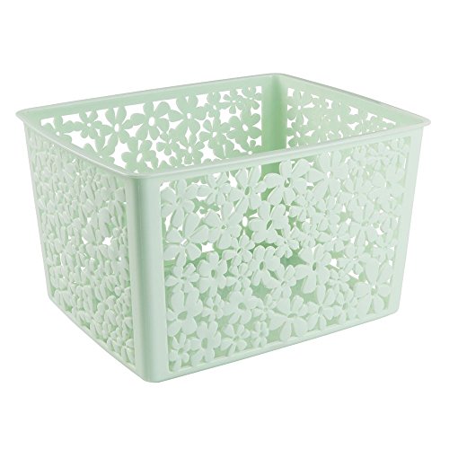 InterDesign 59239EU Blumz Aufbewahrungskorb für Küche, Bad, Büro, Garage - 25,4 x 19,46 x 14,22 cm, Mint, Plastik, 25,4 x 9,46 x 14,22 cm