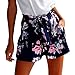 Produktbild URSING_Damen Rock Sommer Blumen Druck High Waist Loose Hosen Shorts Elegente Freizeit Shorts Damenhosen Strandshorts Sommershorts Modische Hohe Taille Kurz Hose Hotpants (S(Asian S=EU XS), Blau)