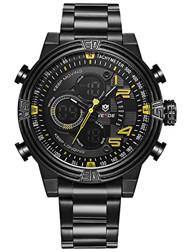 Alienwork Analog-Digital Armbanduhr Chronograph LCD Uhr Multi-funktion gelb schwarz Metall WD.WH-5209-B-6 Alienwork Analog-Digital Armbanduhr Chronograph LCD Uhr Multi-funktion gelb schwarz Metall WD.WH-5209-B-6