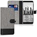 Produktbild kwmobile Hülle für Alcatel 3X - Wallet Case Handy Schutzhülle Kunstleder - Handycover Klapphülle mit Kartenfach und Ständer Grau Schwarz