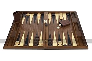 Dal Negro 19 inch Wooden Backgammon Set - Luxury Treviso Set with Walnut Case and Accessories - 2 Player, Age 18+