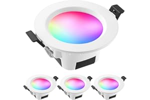 INDARUN Bluetooth Mesh 5W Spot Led Encastrable RGBWC(RGB+Blanc froid+Blanc chaud) Plafonnier Lampe, éclairage plafond encastré pour exposition, salon, cuisine, ktv, bars (4 Pieces)