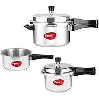 Pigeon Aluminium Pressure Cooker Combo (12685) 2 Litre, 3 Litre, and 5 Litre, Induction Base Outer Lid Pressure Cooker…