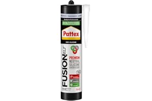 Pattex Sigillante Silicone Neutro, Pattex Fusion XLT, per il Contatto Indiretto con gli Alimenti e per la Resistenza ad Agenti Chimici Disinfettanti, Sigillante Trasparente, Cartuccia da 300 ml