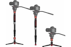 IFOOTAGE Monopod Aparat fotograficzny, 71" / 180 cm teleskopowy statyw jednonożny z nóżkami, statyw jednonożny z aluminium, kompatybilny z aparatami Sony Nikon DSLR, nośność do 8 kg, Cobra 3 Monopod