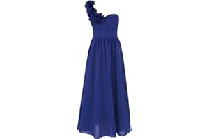 Freebily Fille Fleur Robe de Mariage Bébé Enfant Elégante Robe de Soirée Demoiselle Bal Une épaule Satin Mousseline Robe Fille Cérémonie Fête 4-16 Ans