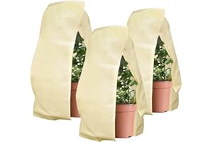 HERILIOS Winterschutz für Pflanzen, Frostschutz Pflanzenabdeckungen als Winterschutz für Baum Palmen Balkonpflanzen haube Zelt Atmungsaktiv - Reißfest，80 x 120cm beige 3 Stücke