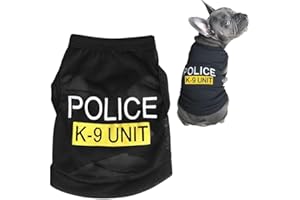 Doggie Style Store Black Police K9 Unit Dog Pet Puppy Vest Top 4 Sizes T Shirt Security Guard T-Shirt Fancy Dress Outfit Cop Policeman Uniform Size S