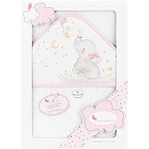 Set Asciugamano Con Cappuccio INTERBABY - Bianco E Rosa, Con Spazzola E Pettine, 100x100cm - Foto 7