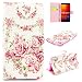Produktbild Nancen LG Spirit 4G LTE / C70 / H440 H420 (4,7 Zoll) Handyhülle, Bunt Nette Romantische Muster Flip Etui Case Cover Lederhülle PU leder Folio Bookstyle Schutzhülle mit Standfunktion, Brieftasche und Karte Tasche [Rose]