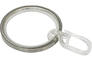 GARDINIA Anillas para barras de cortina Ø 25 mm, Con inserción deslizante y gancho de cortina, 10 piezas, Anchura 4 mm, Metal, Acabado Acero inoxidable