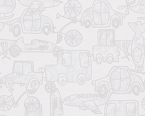 A.S. Création Tapete Boys & Girls 5 Papiertapete Kindertapete 10,05 m x 0,53 m creme metallic weiß 304492
