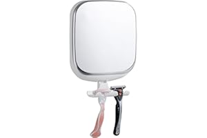 TAILI Specchio da Doccia Antiappannamento per Rasatura con Rasoio, Bagno Specchio da Barba Aspirante Antiappannamento non Forabile e Rimovibile, Infrangibile - Bianco