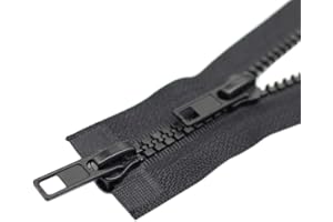 YaHoGa 2 unidades 75 cm #5 cremallera plástico 2 vías divisible negro 5 mm cremallera para abrigos chaquetas (2 vías)