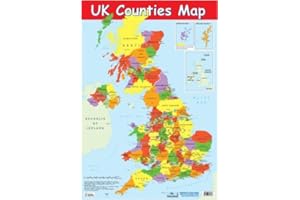 GRINDSTORE Poster éducatif avec carte des comtés du Royaume-Uni 40 x 60 cm