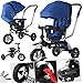 Produktbild KESSER 5in1 Dreirad Kinderdreirad Kinder Fahrrad Rad Kinderwagen mit lenkbarer Schubstange klappbares, flüsterleise Gummireifen und Sonnendach, 5-fach Umbau mitwachsend Farbe: Blau