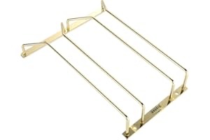 Dianoo Porta Bicchieri Da Vino Oro Sotto L'armadietto 27,5 cm, Porta Bicchieri Da Vino Sotto Il Ripiano, Porta Calici, Appendiabiti Per Bicchieri Da Vino Per Bar Casa, 2 File