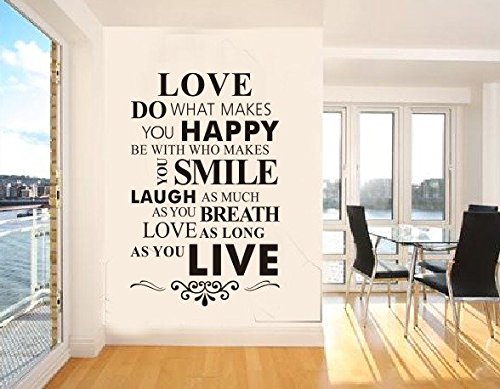 Rainbow Fox Liebe Tun Sie, was Sie glücklich macht Be With Who Makes You Smile, wie Sie Atem so lange wie Sie Easy Love Übernehmen Wandaufkleber Wandtattoo Wandsticker für Home Decor 86 * 56cm/Love/House Rule Schwarz Liebe - 2