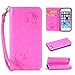 Produktbild Lonchee Apple iPhone 5C Wallet Tasche Brieftasche Schutzhülle , geprägten Design Hochwertige PU Leder Folio Tasche Case Hülle im Bookstyle mit Standfunktion Kredit Kartenfächer (Rose)