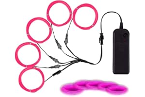 BALABAXER EL Wire Pink, Noise Reduction Neon Lights Wire 5 in 1 Meter, Electroluminescent Wire for Halloween, Christmas Party, DIY Decoration (Pink)…