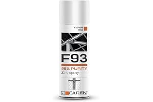 FAREN F93 Zinco Spray Purezza 98%, Zincante A Freddo, Anticorrosivo, Antiruggine,dona una tinta Chiaro brillante, particolarmente adatto per il Ritocco di Parti Saldate e Ossidate, 400ml (1)