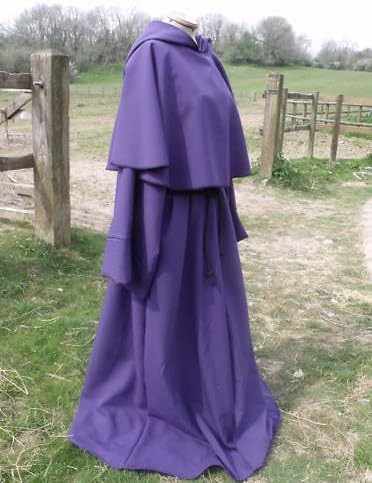 60" Length Purple Polyester Robe Adult Size With Short Cape - Pagan/Jedi/Wizard/LARP