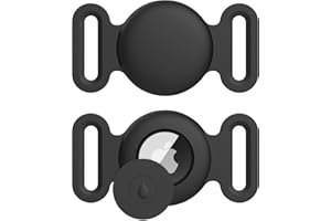 OUMIDA AirTag Cane & Gatti Collare per Apple,2 Pezzi Porta Air Tag Animale Cover Protettiva GPS Tracking Finder Accessories Anti-perso Custodia Impermeabile (Nero+Nero,Medio)